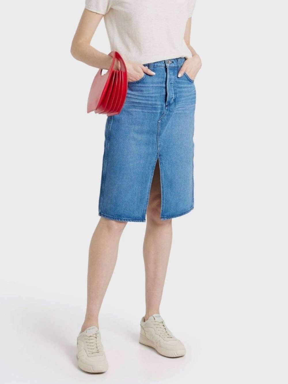 Rag & Bone knee-length denim skirt in Poppy wash size 30